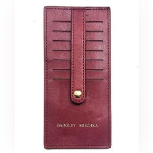 NWT Badgley Mischka Burgundy/Red 7 Slot Card Holder With Tab